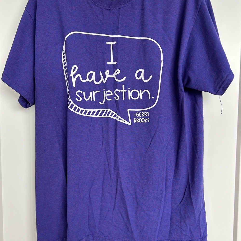 Gilden Purple Gerry brooks Graphic Tee, size L